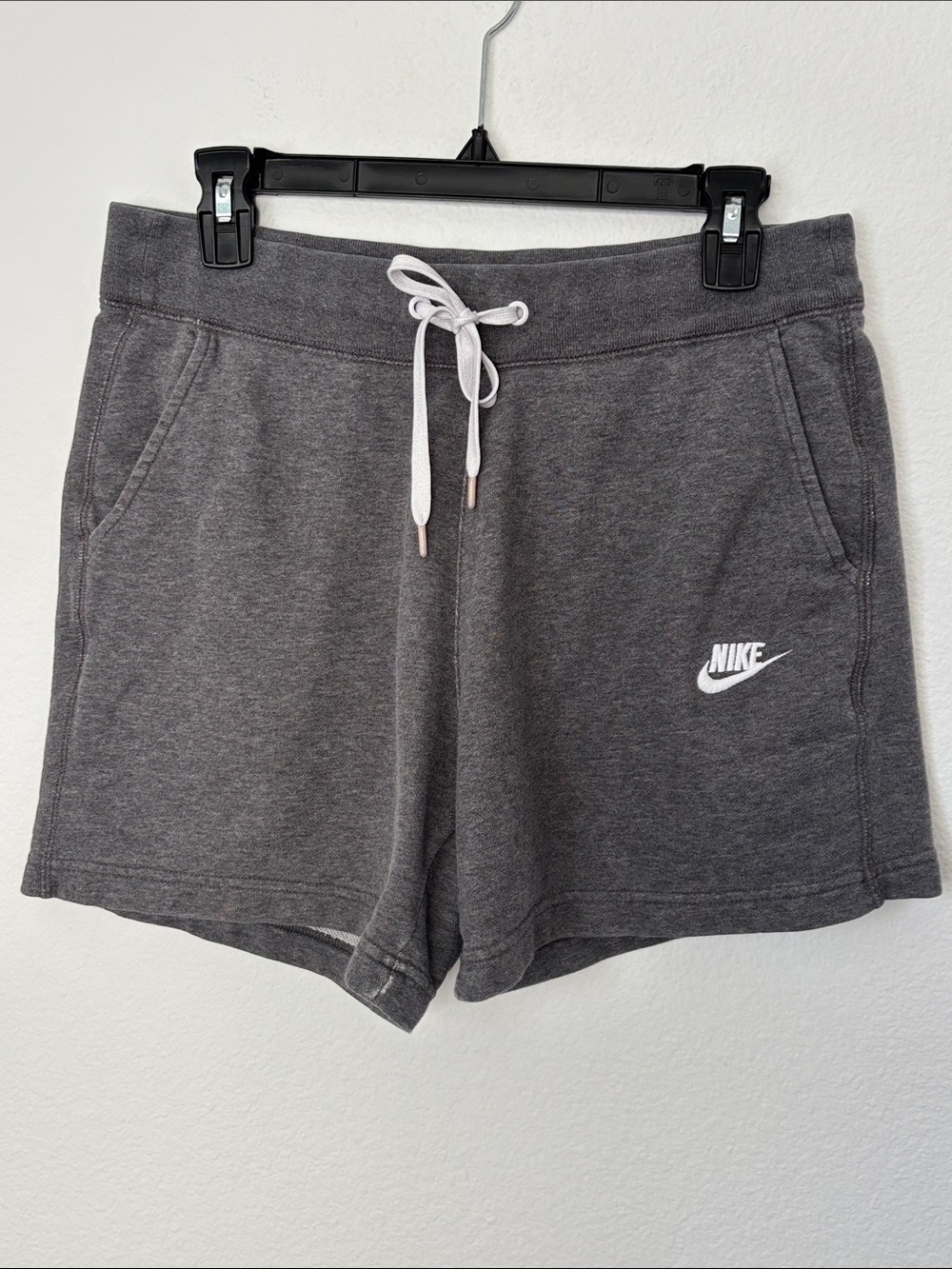 Nike Gray Athletic Drawstring Shorts with White Logo